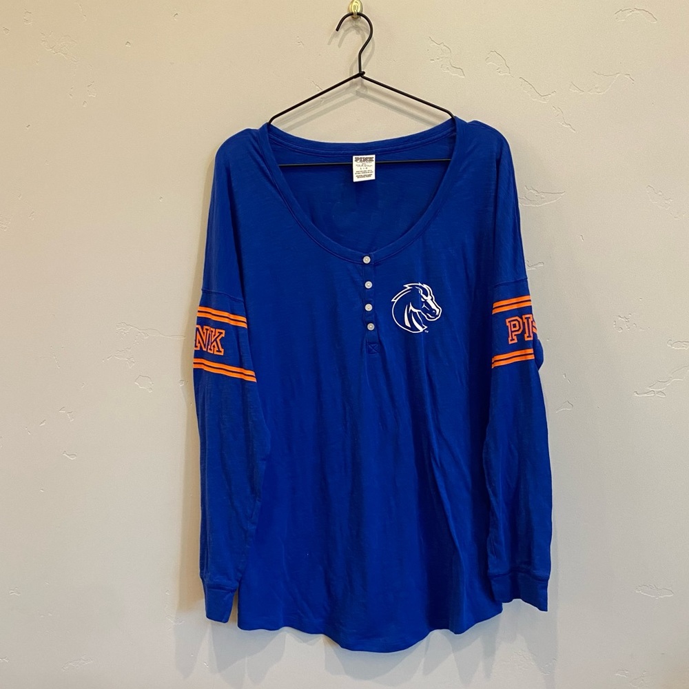 PINK Victoria Secret Boise State Broncos Long Sleeve Collegiate Oversized Shirt